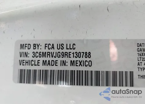 2024 Ram Promaster 3500 Cargo Van Tradesman High Roof 159 Wb Ext W/Pass Seat from USA, damaged, VIN 3C6MRVJG9RE130788